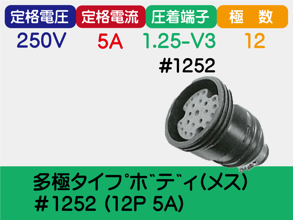 多極ﾀｲﾌﾟﾎﾞﾃﾞｨ(ﾒｽ)＃1252 (12P 5A)