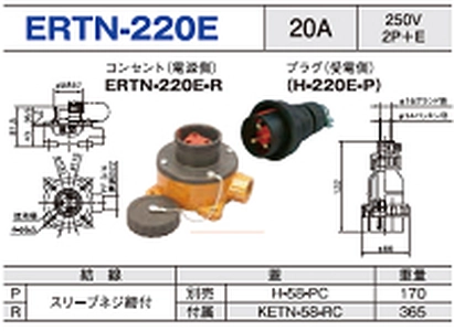 露出型コネクタ(防雨型) ERTN-220E一覧