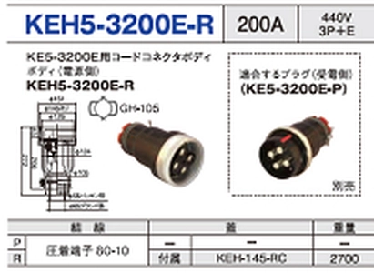 露出型コネクタ(防滴型) KEH5-3200E-R一覧