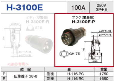 プラグ（電源側）H-3100E-P