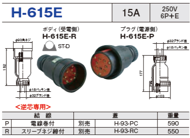 コードコネクタ H-615E ボディ プラグ セットH-615E-R,H-615E-P