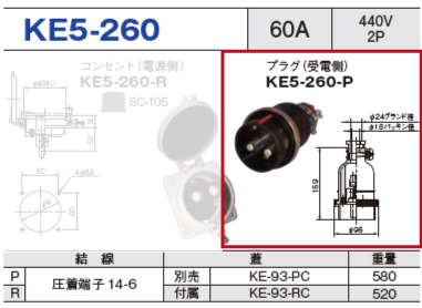 プラグ（受電側）KE5-260-P