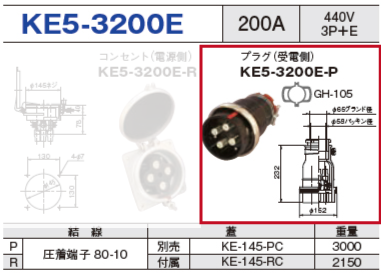 プラグ（受電側）KE5-3200E-P