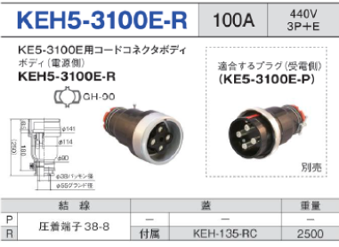 埋込型コネクタ KEH5-3100E-R コネクタボディKEH5-3100E-R