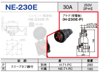 プラグ（受電側）NE-230E-P