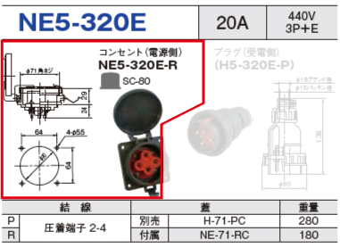 コンセント（電源側）NE5-320E-R